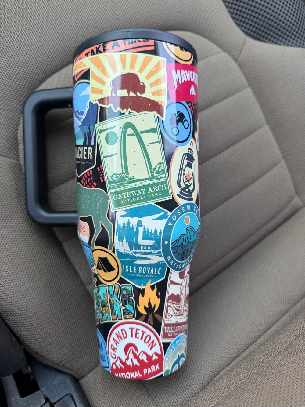 HydroJug Sticker-Covered Multi-Color Travel Mug